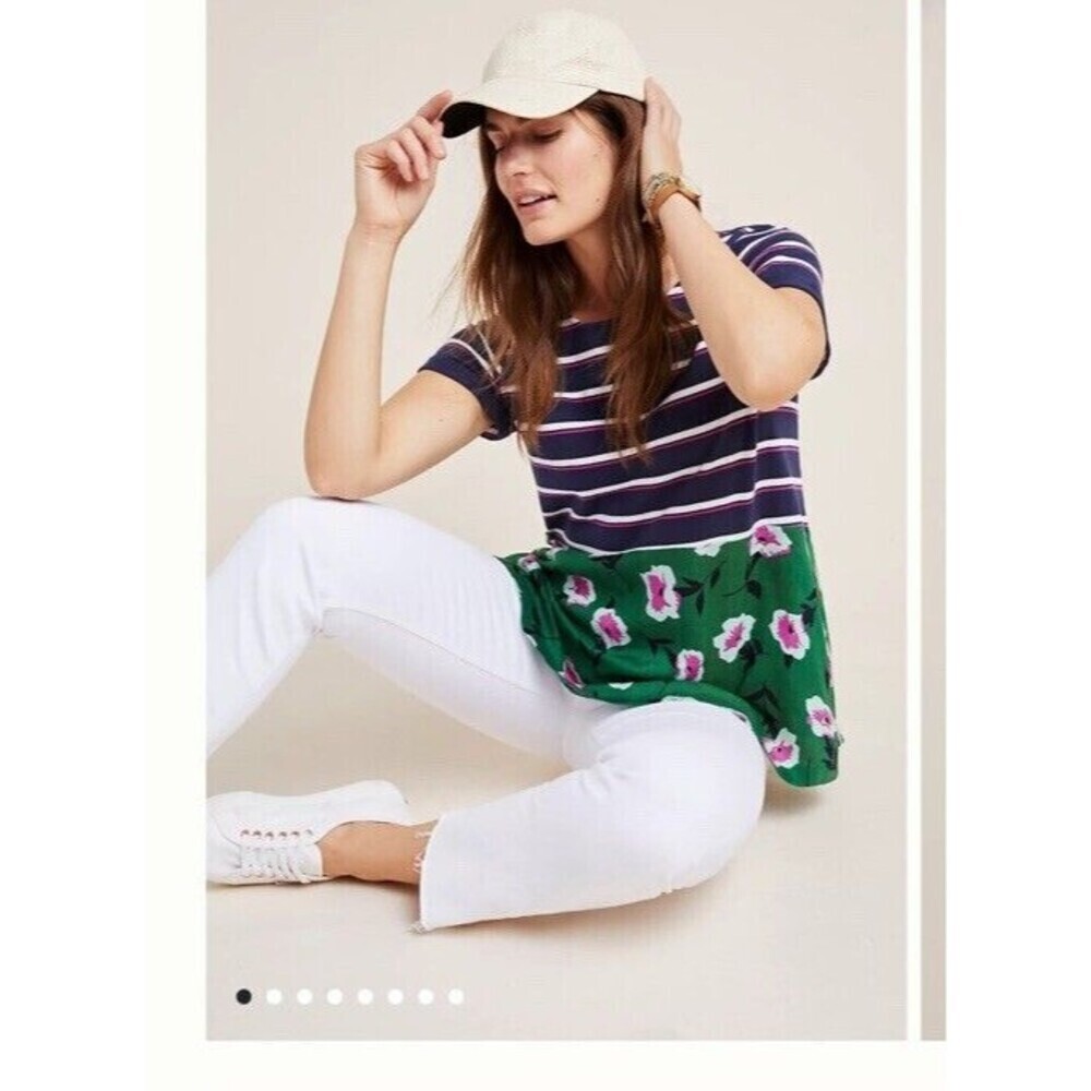 Anthropologie Sonja Top XS Womens shirt Stripes Floral